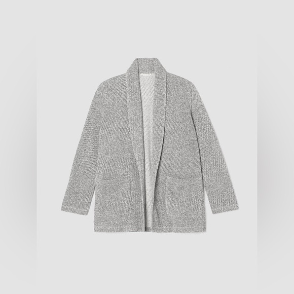 Eileen Fisher Organic Cotton Terry Shawl Collar Jacket-Ash - Picture 5 of 12